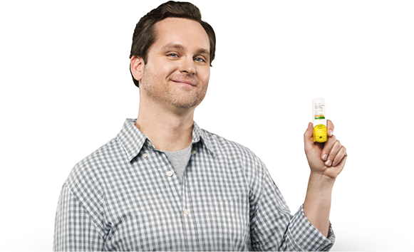 Man holding AirDuo RespiClick inhaler